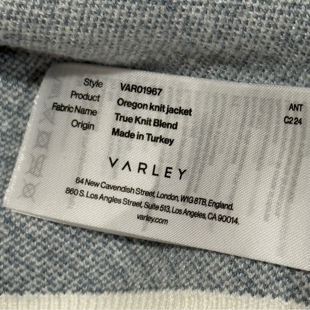 Varley Oregon Knit Sweater Jacket Light Grey Textured Zip- Up, size XS - Picture 8 of 9